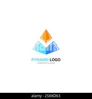 design del logo a piramide triangolare e simbolo vettoriale egiziano e logo business Illustrazione Vettoriale