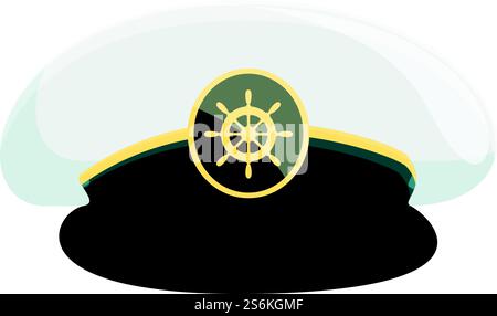 Icona del cappello del capitano di mare. Cartone animato dell'icona vettoriale del capitano del mare per il web design isolato su sfondo bianco. Icona del cappello del capitano di mare, stile cartoni animati Illustrazione Vettoriale