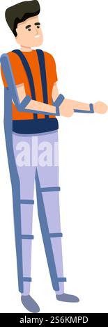 Icona esoscheletro funzionale. Cartone animato dell'icona vettoriale esoscheletro funzionale per il web design isolato su sfondo bianco. Icona di esoscheletro funzionale, stile cartoni animati Illustrazione Vettoriale