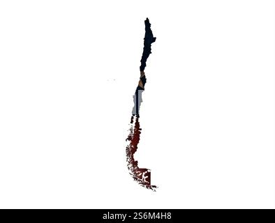 Mappa e Bandiera del Cile sul metallo arrugginito Foto Stock