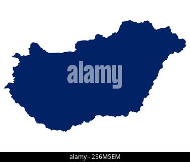 Mappa dell'Ungheria di colore blu Foto Stock