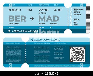 Carta d'imbarco realistica. Modello di biglietto aereo, vista frontale e posteriore dell'invito a volo vuoto. I viaggiatori isolati volantini hanno recentemente impostato il vettoriale. Illustrazione del biglietto aereo, della carta d'imbarco dell'aereo. Carta d'imbarco realistica. Modello di biglietto aereo, vista frontale e posteriore dell'invito a volo vuoto. I viaggiatori isolati volantini hanno recentemente impostato il vettoriale Illustrazione Vettoriale