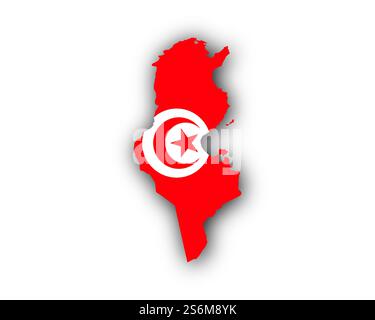 Mappa e bandiera della Tunisia Foto Stock