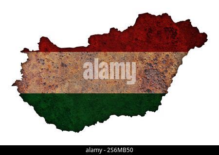 Mappa dell'Ungheria sulla trama Foto Stock