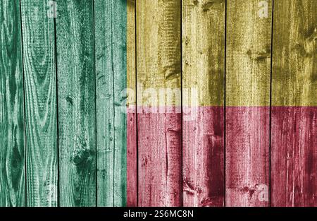 Bandiera del Benin in legno stagionato Foto Stock