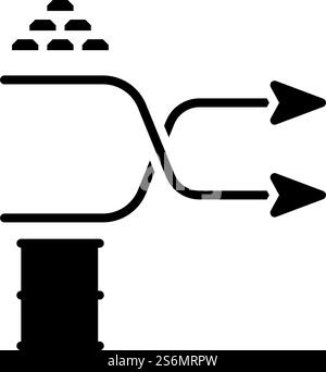 Icona del grafico di confronto oro e olio. Design a matita nero. Illustrazione vettoriale. Illustrazione Vettoriale