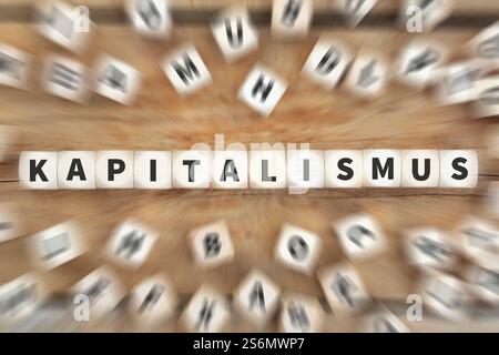 Capitalismo politica economia ricca finanza denaro Cubo concetto di business Foto Stock