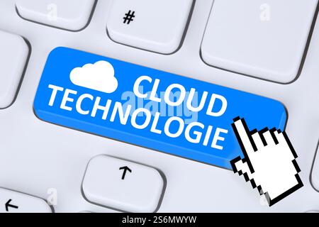 Tecnologia di cloud computing digitale online su Internet su tastiera per computer Foto Stock