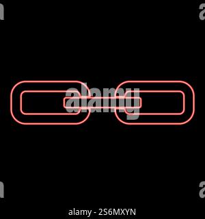 Illustrazione vettoriale rossa con maglie a catena al neon immagine chiara in stile piatto. Illustrazione vettoriale rossa con collegamento a catena al neon immagine in stile piatto Illustrazione Vettoriale