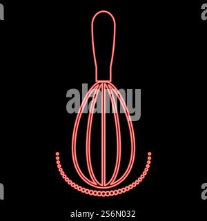 Frusta al neon, illustrazione vettoriale di colore rosso, immagine luminosa piatta. Immagine in stile piatto con illustrazione vettoriale rossa al neon Illustrazione Vettoriale