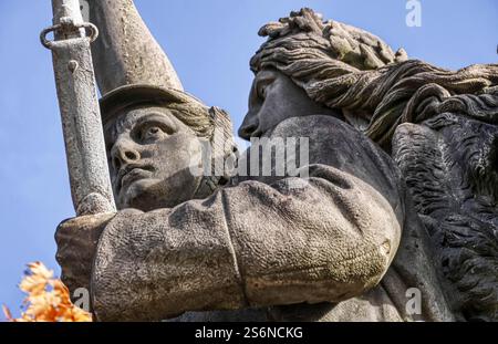 Dettaglio di un monumento storico in un castello di Bensberg Foto Stock