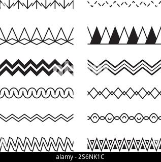 Zigzag senza cuciture. Onde forme geometriche modelli astratti di vettori d'acqua lineari. Sfondo ondulato e geometrico a zig zag senza fine. Zigzag senza cuciture. Onde forme geometriche modelli astratti di vettori d'acqua lineari Illustrazione Vettoriale