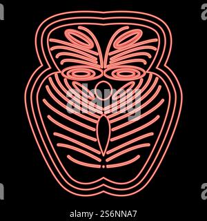 Immagine vettoriale di colore rosso del pesce di salmone con pezzo al neon immagine leggera piatta. Immagine in stile piatto con illustrazione vettoriale di colore rosso di pesce di salmone al neon Illustrazione Vettoriale