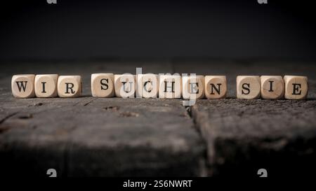 Piccoli cubi di legno con le parole Foto Stock