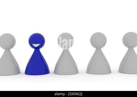 Essere diverso concetto di immagine su uno sfondo bianco, rendering 3D Foto Stock