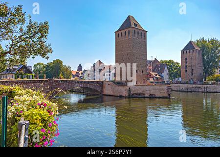 Ponts Couverts della città di Strasburgo in Francia. Foto Stock