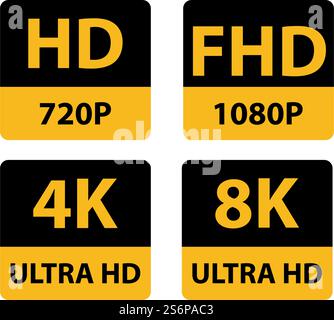 Design piatto vettoriale Ultra HD 4K Illustrazione Vettoriale