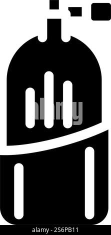 vettore icona glifo bombola di ossigeno. segnale bombola di ossigeno. illustrazione nera del simbolo del contorno isolato. illustrazione del vettore dell'icona glifo della bombola di ossigeno Illustrazione Vettoriale