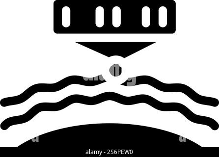 analisi spettrale di stelle e pianeti glifo vettore icona. analisi spettrale del segno di stelle e pianeti. illustrazione nera del simbolo del contorno isolato. analisi spettrale di stelle e pianeti illustrazione del vettore dell'icona del glifo Illustrazione Vettoriale