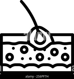 follicolite malattia della pelle problema linea icona vettore. follicolite malattia della pelle segno di problema. illustrazione nera del simbolo del contorno isolato. follicolite malattia della pelle problema linea icona vettoriale illustrazione Illustrazione Vettoriale