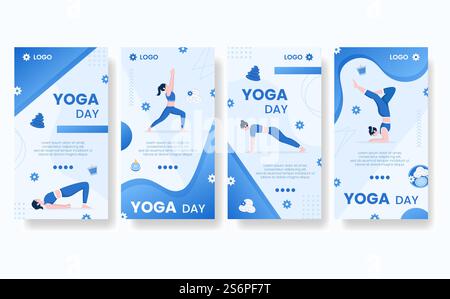 Yoga e Meditation Stories Editable of Square background Illustration adatto per Social media, Feed, Card, saluti, Stampa e Web Internet Ads Illustrazione Vettoriale