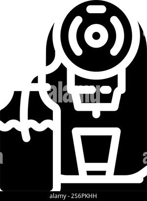 vettore icona glifo macchina del caffè a capsule. cartello della macchina per caffè a capsule. illustrazione nera del simbolo del contorno isolato. illustrazione vettoriale dell'icona glifo della macchina del caffè a capsule Illustrazione Vettoriale