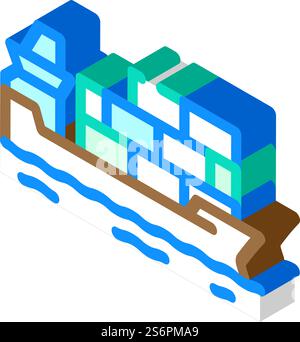 vettore icona isometrico della nave container. cartello container ship. illustrazione del simbolo isolato. illustrazione vettoriale dell'icona isometrica della nave del container Illustrazione Vettoriale