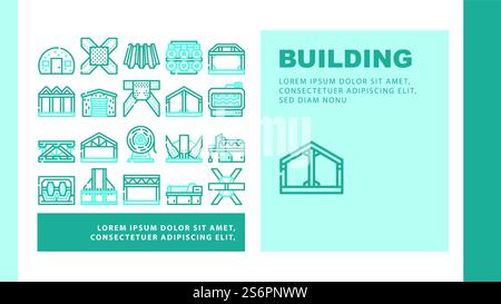 Struttura metallica autoinquadrante Landing Web intestazione pagina banner modello Vector House costruzione di ponti e telai in metallo, illustrazione di macchinari per la produzione industriale. Testata di pianerottolo autoinquadrante in metallo Illustrazione Vettoriale