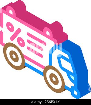 vettore icona isometrica auto promozionale. cartello auto promozionale. illustrazione del simbolo isolato. illustrazione vettoriale dell'icona isometrica dell'auto promozionale Illustrazione Vettoriale