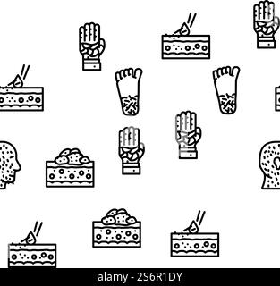 Illustrazione sottile del modello senza cuciture del vettore del problema di salute umana della malattia della pelle. Malattia della pelle problema di salute umana modello senza cuciture vettore Illustrazione Vettoriale