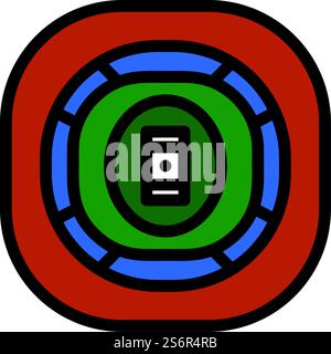 Icona Cricket Stadium. Contorno grassetto modificabile con disegno riempimento colore. Illustrazione vettoriale. Illustrazione Vettoriale