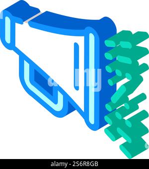 accessorio megafono per la pubblicità del vettore di icone isometriche. accessorio megafono per segnaletica pubblicitaria. illustrazione del simbolo isolato. accessorio megafono per la pubblicità di illustrazioni isometriche di icone vettoriali Illustrazione Vettoriale