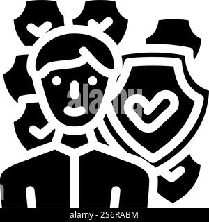 protezione del vettore dell'icona glifo dell'accordo. protezione della firma dell'accordo. illustrazione nera del simbolo del contorno isolato. protezione dell'illustrazione vettoriale dell'icona glifo dell'accordo Illustrazione Vettoriale