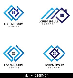 Disegno di illustrazione delle immagini del logo della casa Illustrazione Vettoriale