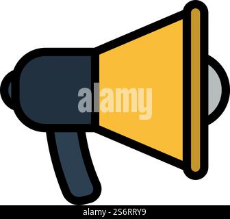 Promozione Megaphone icona. Contorno grassetto modificabile con disegno di riempimento a colori. Illustrazione vettoriale. Illustrazione Vettoriale