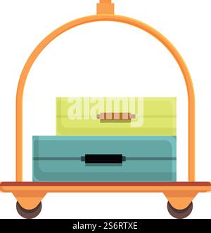 Vettore cartoni animati icona carrello bagagli. Viaggio in tram. Borsa del carrello. Vettore cartoni animati icona carrello bagagli. Viaggio in tram Illustrazione Vettoriale