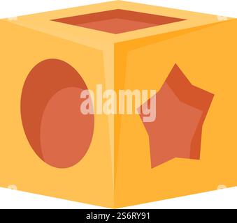 Vettore cartoni animati icona cubo di legno. Blocca il giocattolo. Casella ABC. Vettore cartoni animati icona cubo di legno. Blocca il giocattolo Illustrazione Vettoriale