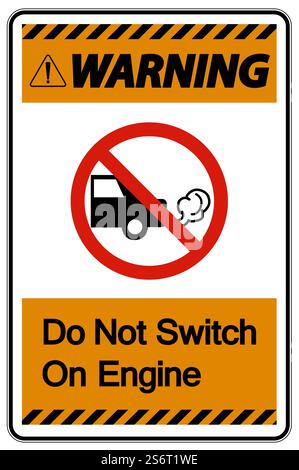 Avvertenza non attivare segnale motore su sfondo bianco Illustrazione Vettoriale
