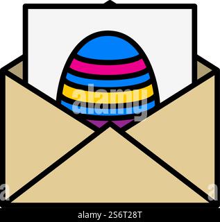 Avvolge con l'icona delle uova di Pasqua. Contorno grassetto modificabile con disegno di riempimento a colori. Illustrazione vettoriale. Illustrazione Vettoriale