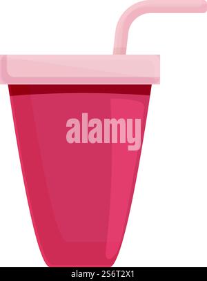 Vettore cartoni animati icona milkshake. Cocktail alla fragola. Frullato alla vaniglia. Vettore cartoni animati icona milkshake. Cocktail alla fragola Illustrazione Vettoriale