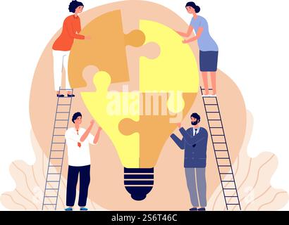 Team creativo che lavora insieme. Idea di business, lavoro di progettazione remoto. Cooperazione tra le persone, brainstorming tecnologico e ricerca di un concetto vettoriale assoluto. Team di lavoro illustrativo, uomo d'affari collaborativo. Team creativo che lavora insieme. Idea di business, lavoro di progettazione remoto. Cooperazione tra le persone, brainstorming tecnologico e ricerca di un concetto vettoriale assoluto Illustrazione Vettoriale