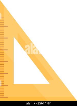 Icona del righello dell'angolo del legno vettore del cartone animato. Matita triangolare. Misura scala. Icona del righello dell'angolo del legno vettore del cartone animato. Matita triangolare Illustrazione Vettoriale