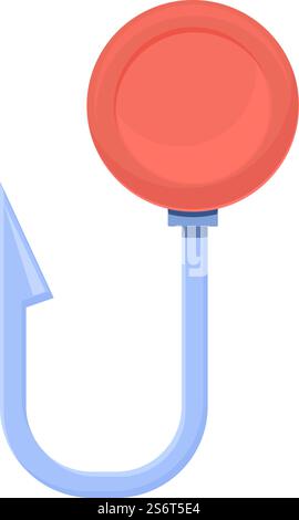 Icona del gancio da pesca per il ghiaccio vettore del cartone animato. Dima di pesce. Salmone allo stick. Icona del gancio da pesca per il ghiaccio vettore del cartone animato. Dima di pesce Illustrazione Vettoriale