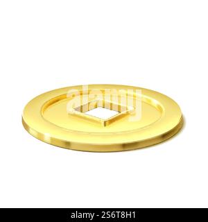 moneta d'oro cina oro contanti vettore realistico 3d. moneta monetaria vettore cinese Illustrazione Vettoriale