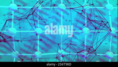 Immagine della rete di connettori e fili di dna su sfondo blu Foto Stock