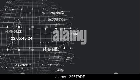 Mappa del mondo digitale e immagine di elaborazione dei dati su globo e carte Foto Stock