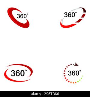 Vista a 360 relative icone vettoriali del modello di progettazione Illustrazione Vettoriale