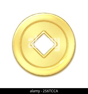 moneta d'oro cina oro contanti vettore realistico 3d. moneta monetaria vettore cinese Illustrazione Vettoriale