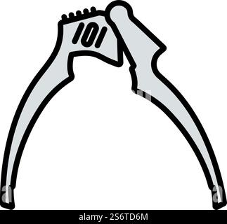 Icona pressa aglio. Contorno grassetto modificabile con disegno di riempimento a colori. Illustrazione vettoriale. Illustrazione Vettoriale