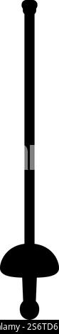 Spada da scherma Rapier epee Saber vecchia arma da mischia fredda per lo sport o icona di silhouette duello colore nero immagine vettoriale stile piatto semplice. Spada da scherma Rapier epee Saber vecchia arma da mischia fredda per lo sport o icona di silhouette duello colore nero immagine vettoriale stile piatto Illustrazione Vettoriale